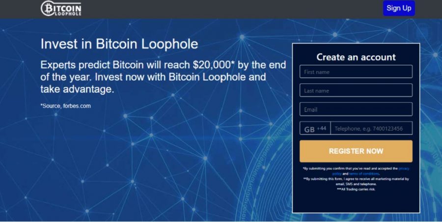 Регистрирайте се в Bitcoin Loophole