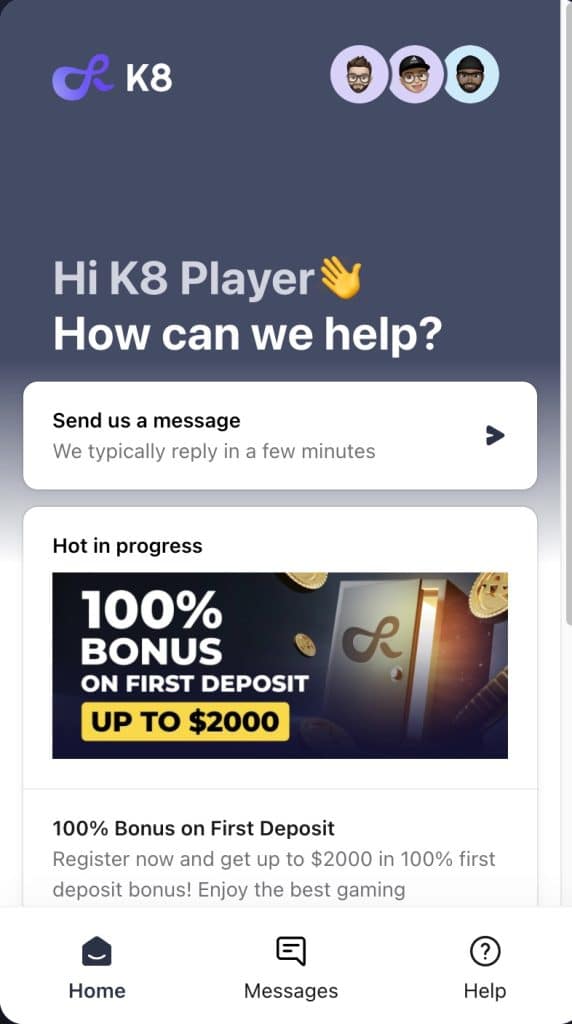 K8 казино обслужване на клиенти