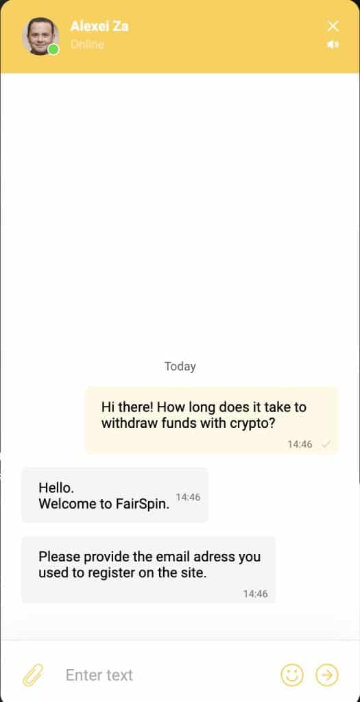 Fairspin обслужване на клиенти