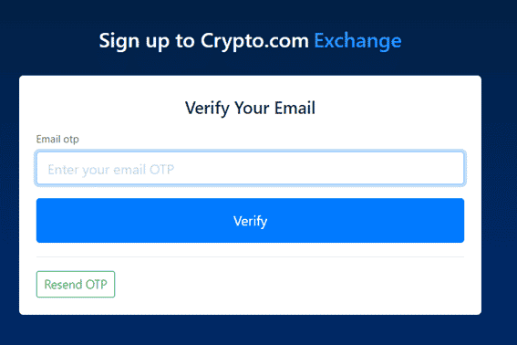 Confirme seu e-mail na Crypto.com