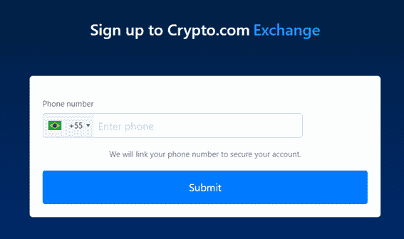 Verifique seu número na Crypto.com