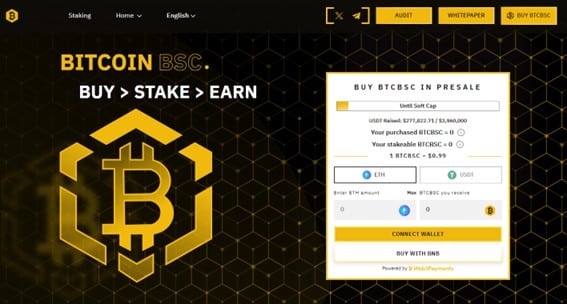 Bitcoin BSC home page