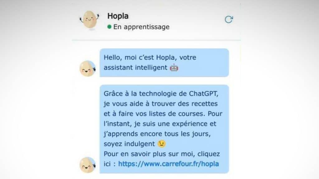 Hopla, chatbot de Carrefour