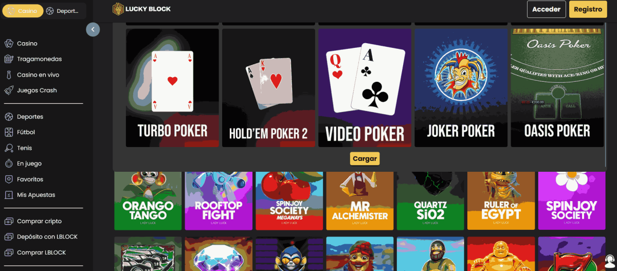 video póker lucky block