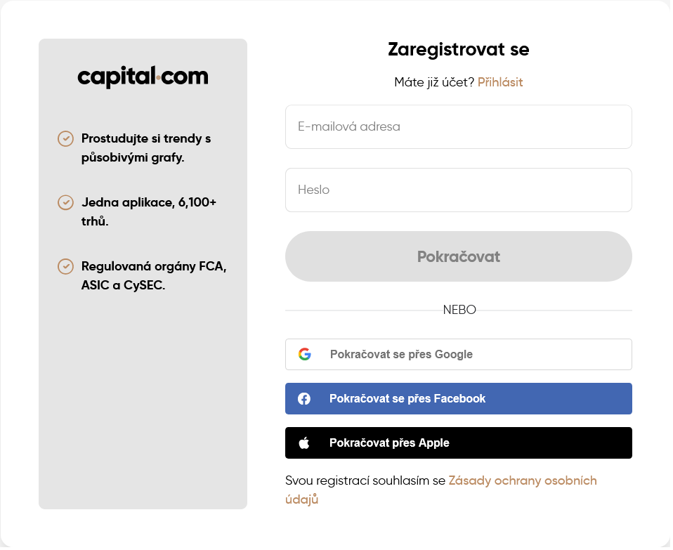 Registrace Capital.com