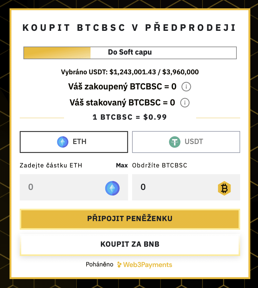 token Bitcoin BSC_předprodej