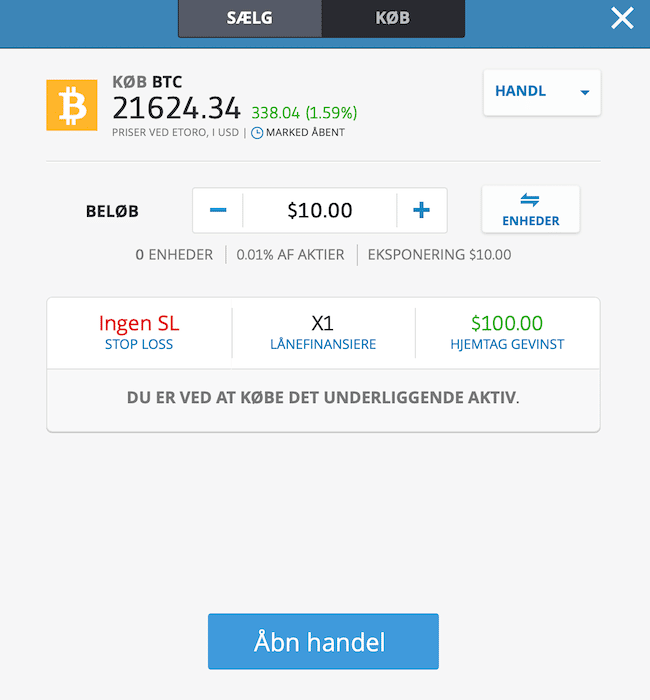Investering i Bitcoin på eToro