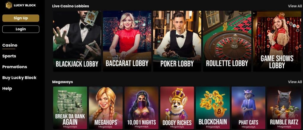 Lucky Block crypto casino og bookmaker