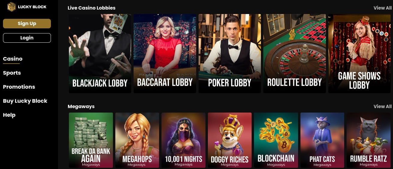 Lucky Block er et casino uden rofus hvor du kan spille med kryptovalutaer