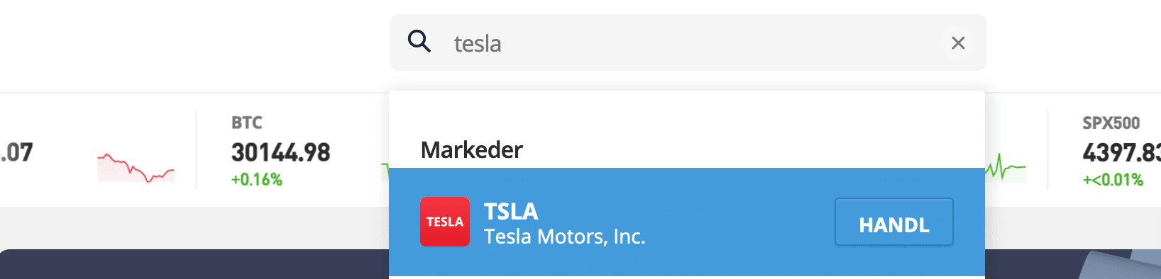 Søg Tesla Aktie
