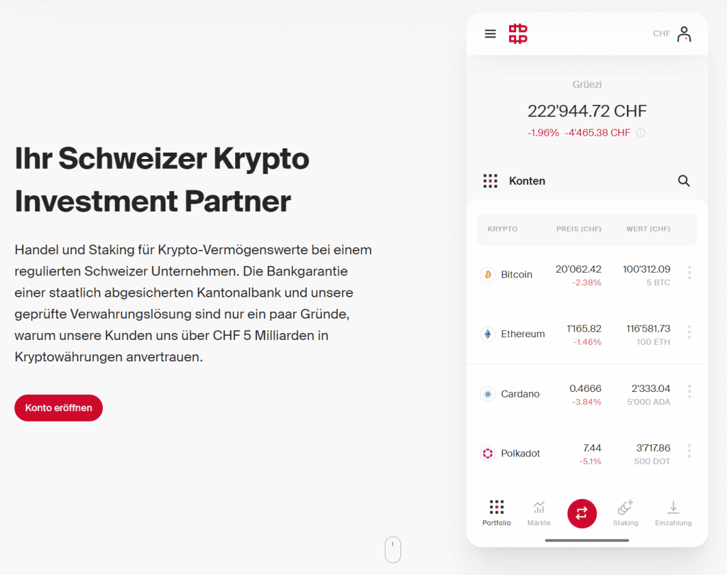Bitcoin Suisse Webseite