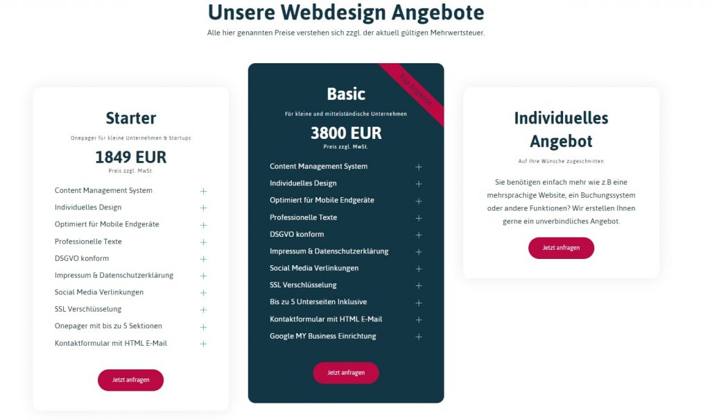 Webdesign Agentur Preise