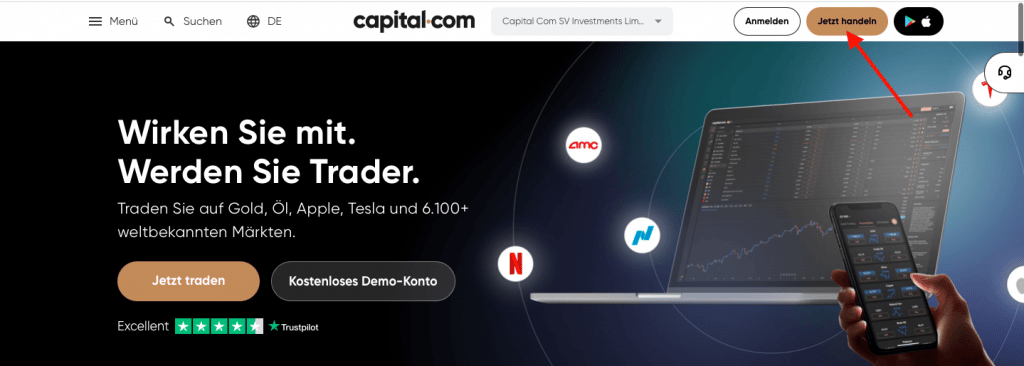 Capital.com 1. Schritt