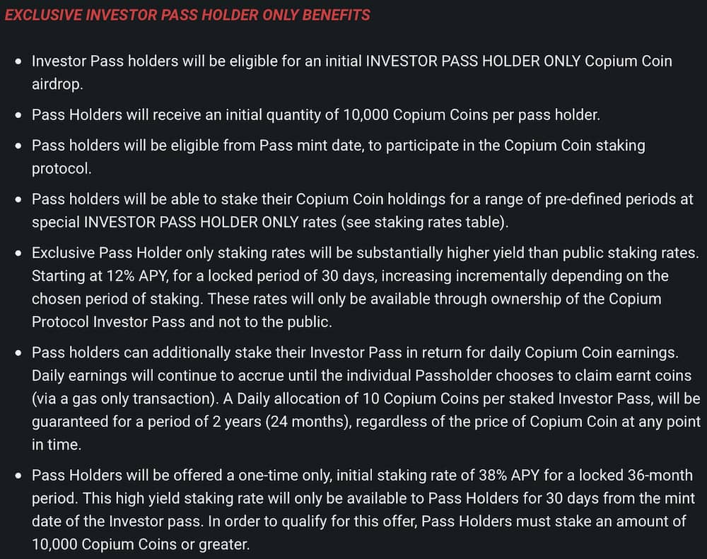 Copium Investor Pass