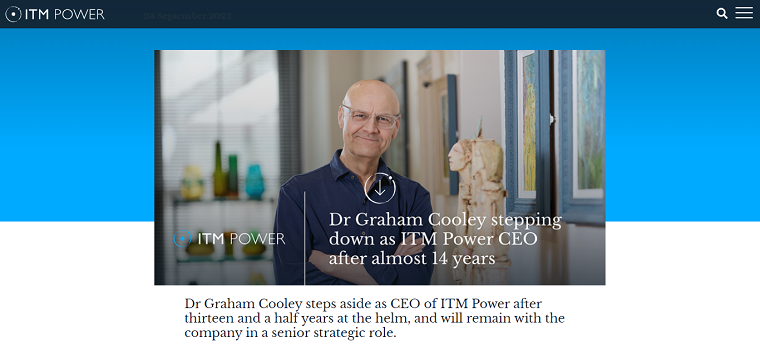 Dr Graham Cooley stepping down as ITM Power CEO after almost 14 years _ ITM Power