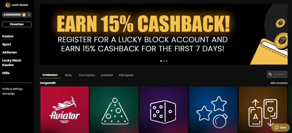 LuckyBlock - Das beste Online-Casino mit einer Einzahlung von 5 Euro