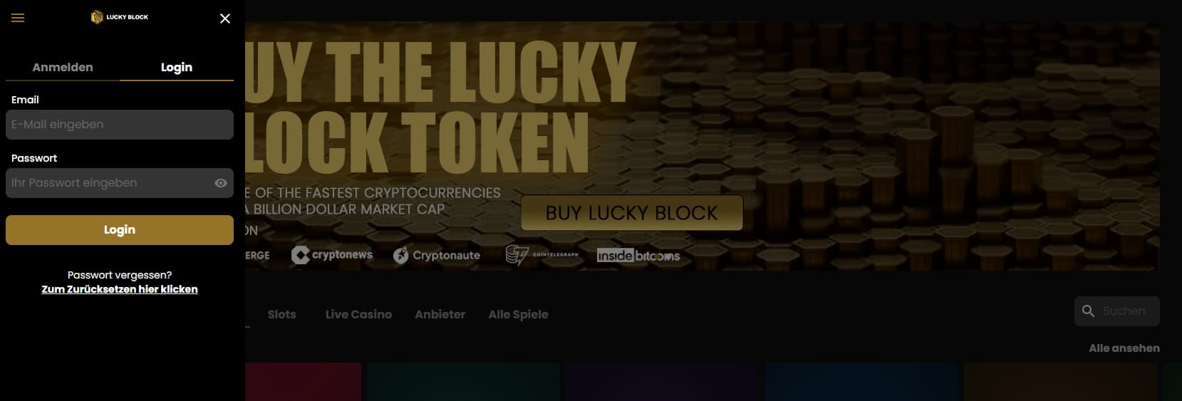 Bei LuckyBlock anmelden