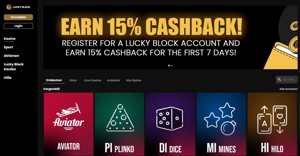 LuckyBlock Bitcoin Casino ohne Verifizierung