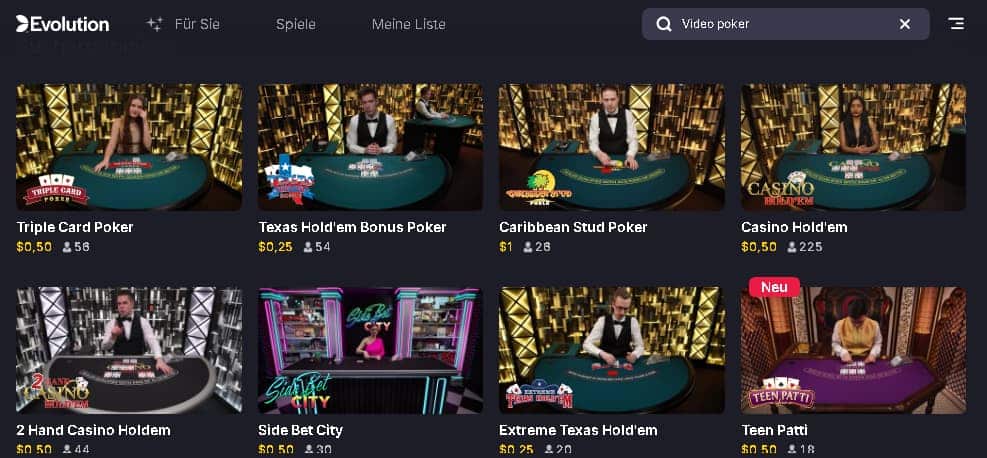 Online Casinos mit Neosurf Video Poker