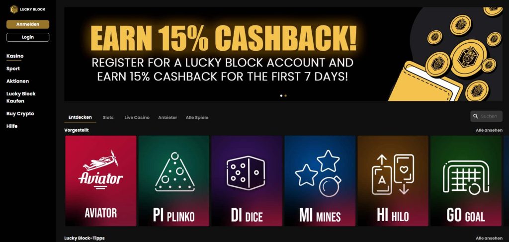LuckyBlock Online Casinos Schweiz App