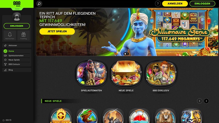 888Slots - Große Slotvielfalt für deutsche Spieler