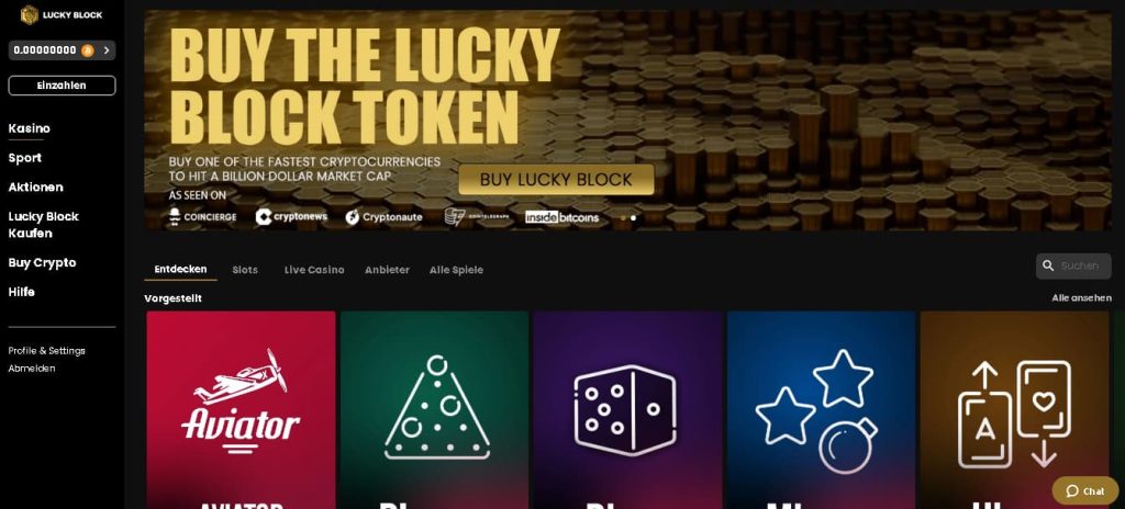 LuckyBlock Live Casino Schweiz