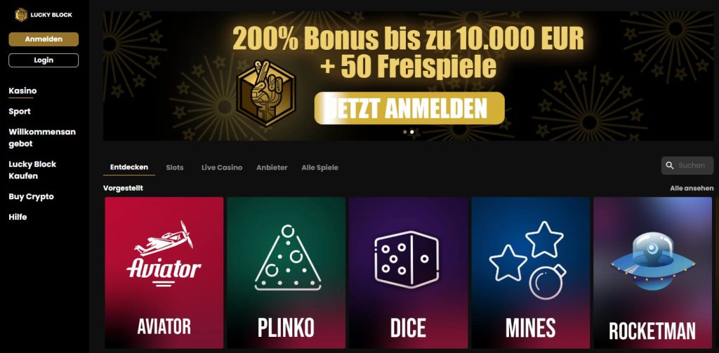 LuckyBlock Casino mit Instant Banking