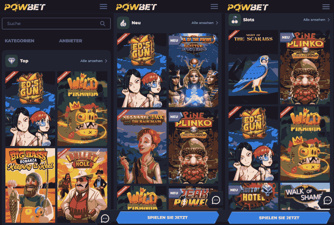 Powbet Handy Casino Spielangebot