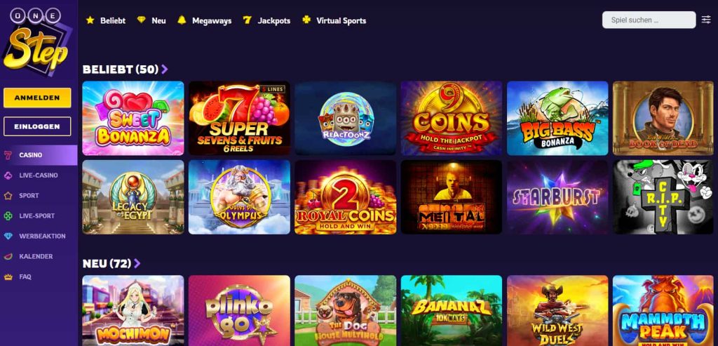 One Step Casino- Freispiele für neue Spieler