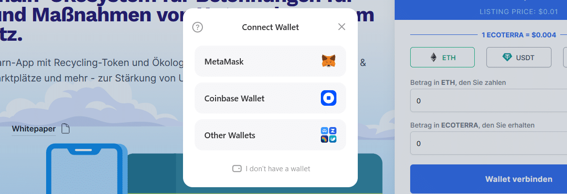 EcoTerra Wallet verbinden