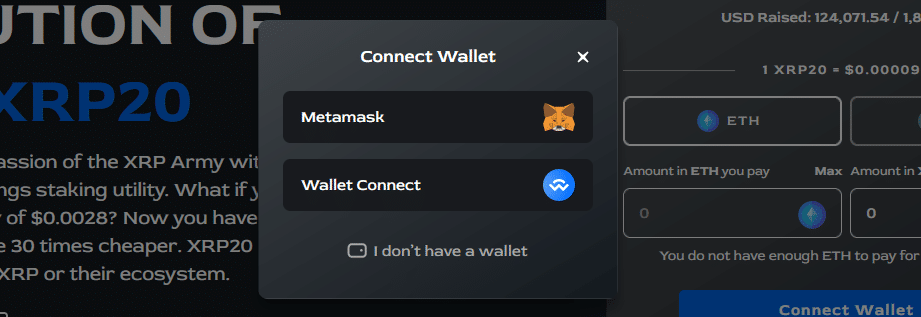 XRP20 Connect Wallet