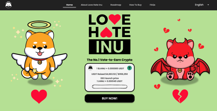 Love Hate Inu (LHINU) – üldiselt parim krüpto 2023. aastal, mis premeerib turvalist ja anonüümset hääletamist