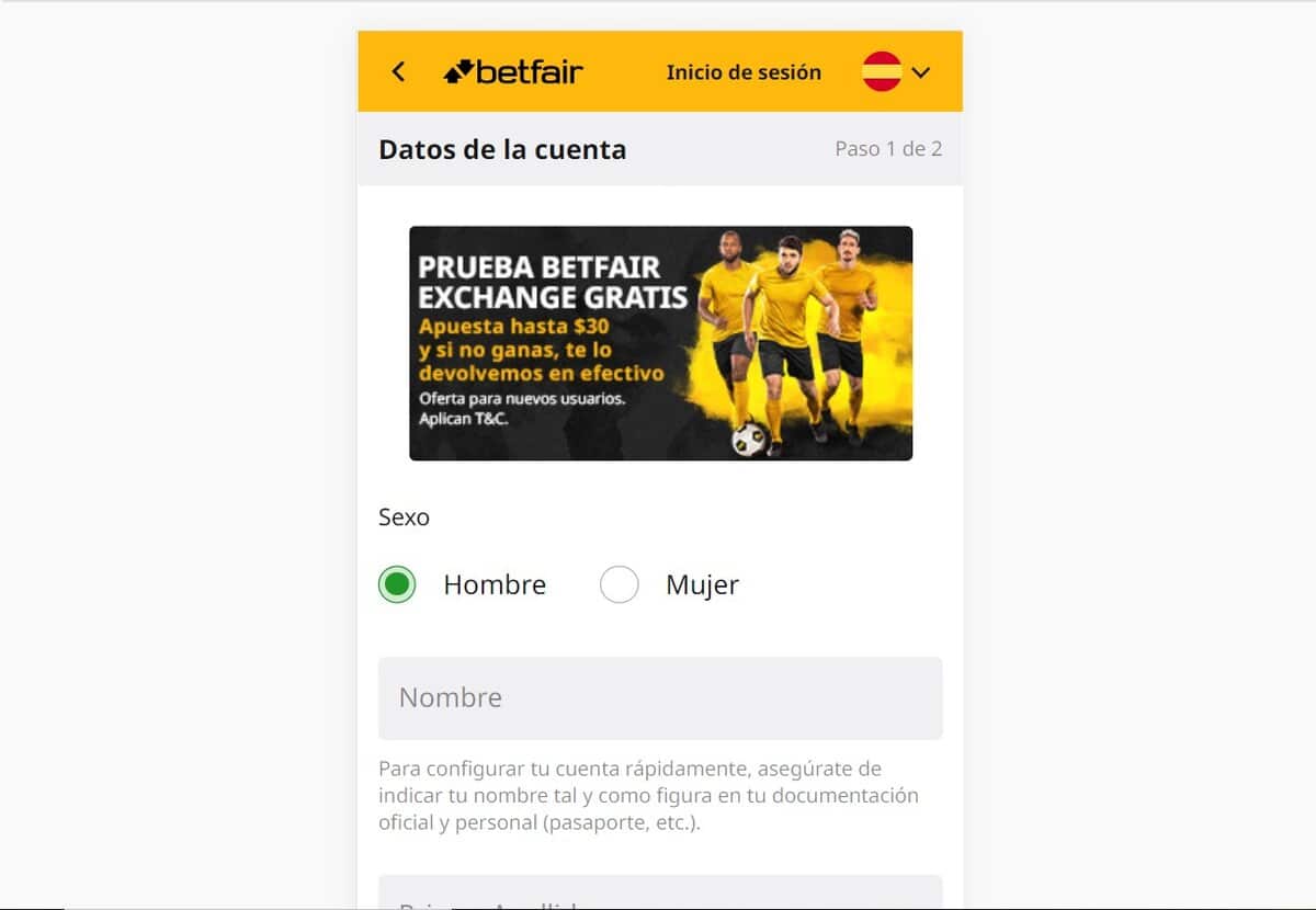 betfair app casino argentina registro datos