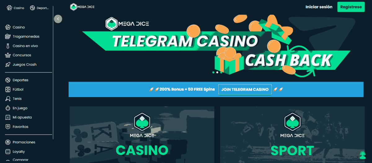 Telegram casino Mega Dice