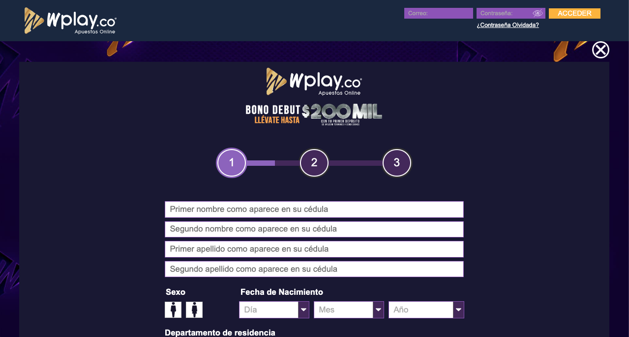 Bono casino Wplay Registro