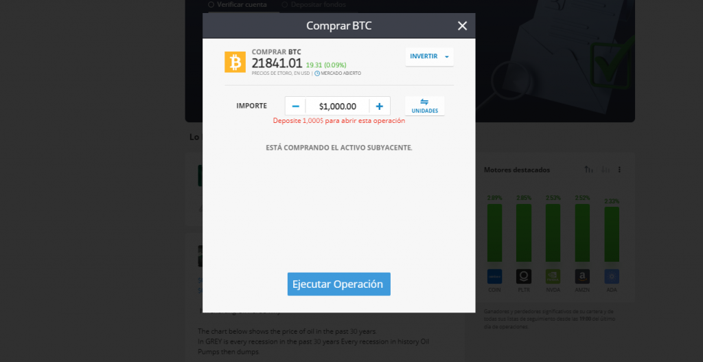 comprar bitcoin abrir operación etoro