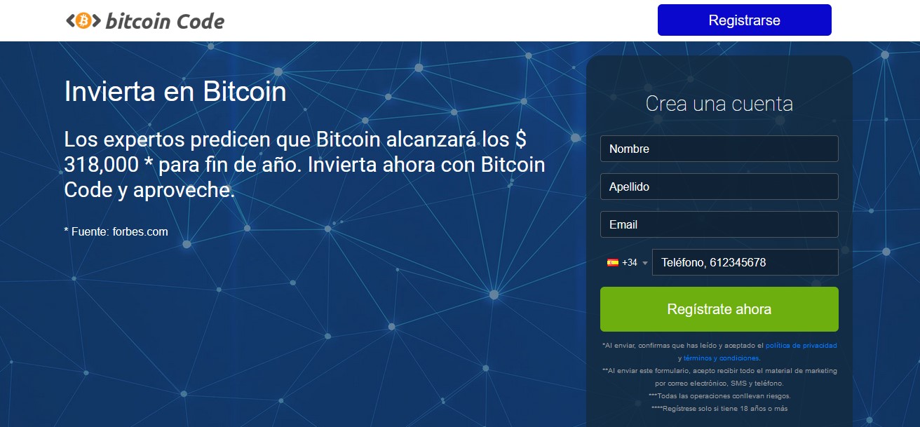Bitcoin code registro