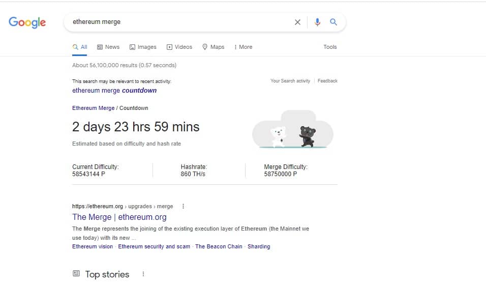 Google doodle Ethereum Merge