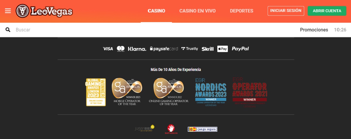 Paysafecard casino online en el casino LeoVegas