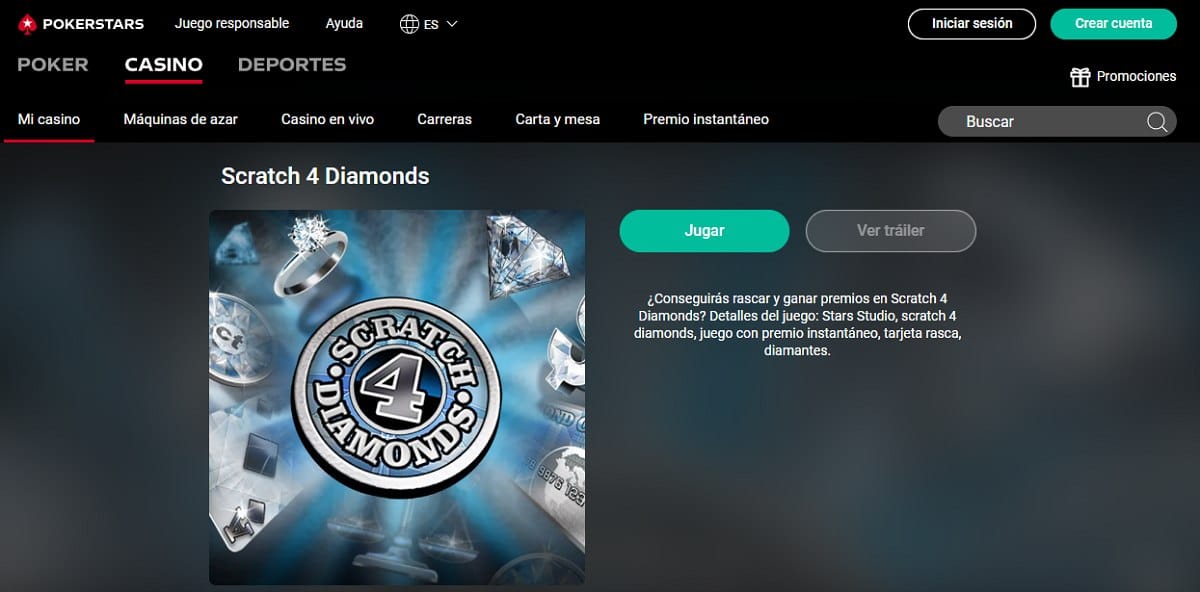 Rasca y gana online Scratch 4 diamonds