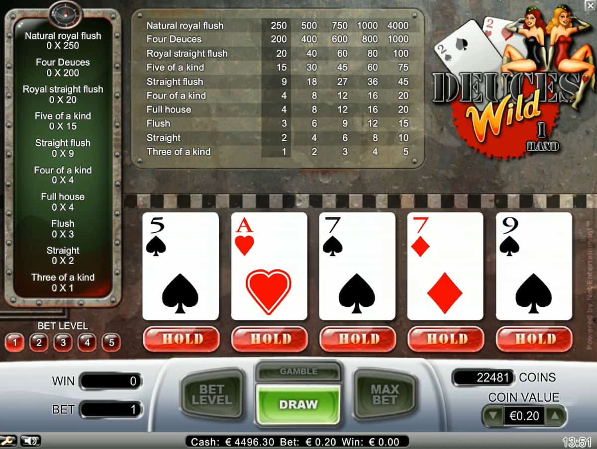 video poker - deuces wild - bet365