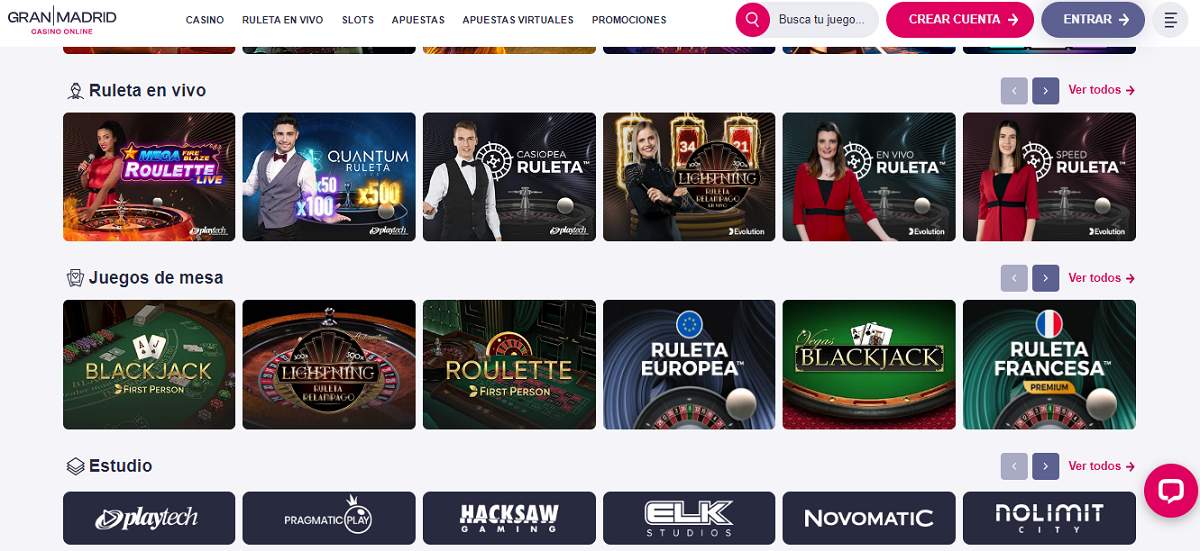 Ruleta online gratis en página Casino Gran Madrid