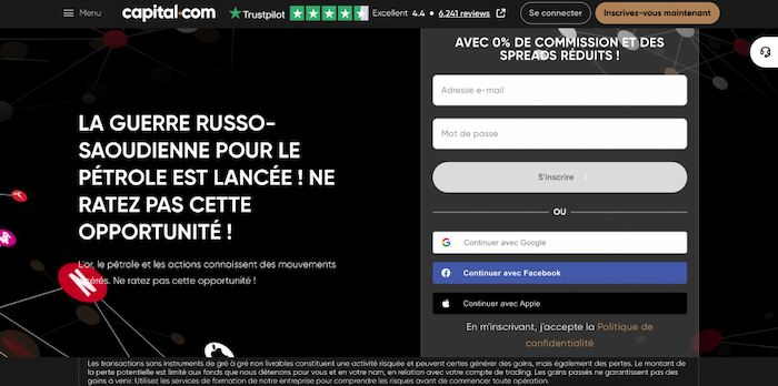 Ouvrez un compte sur Capital.com