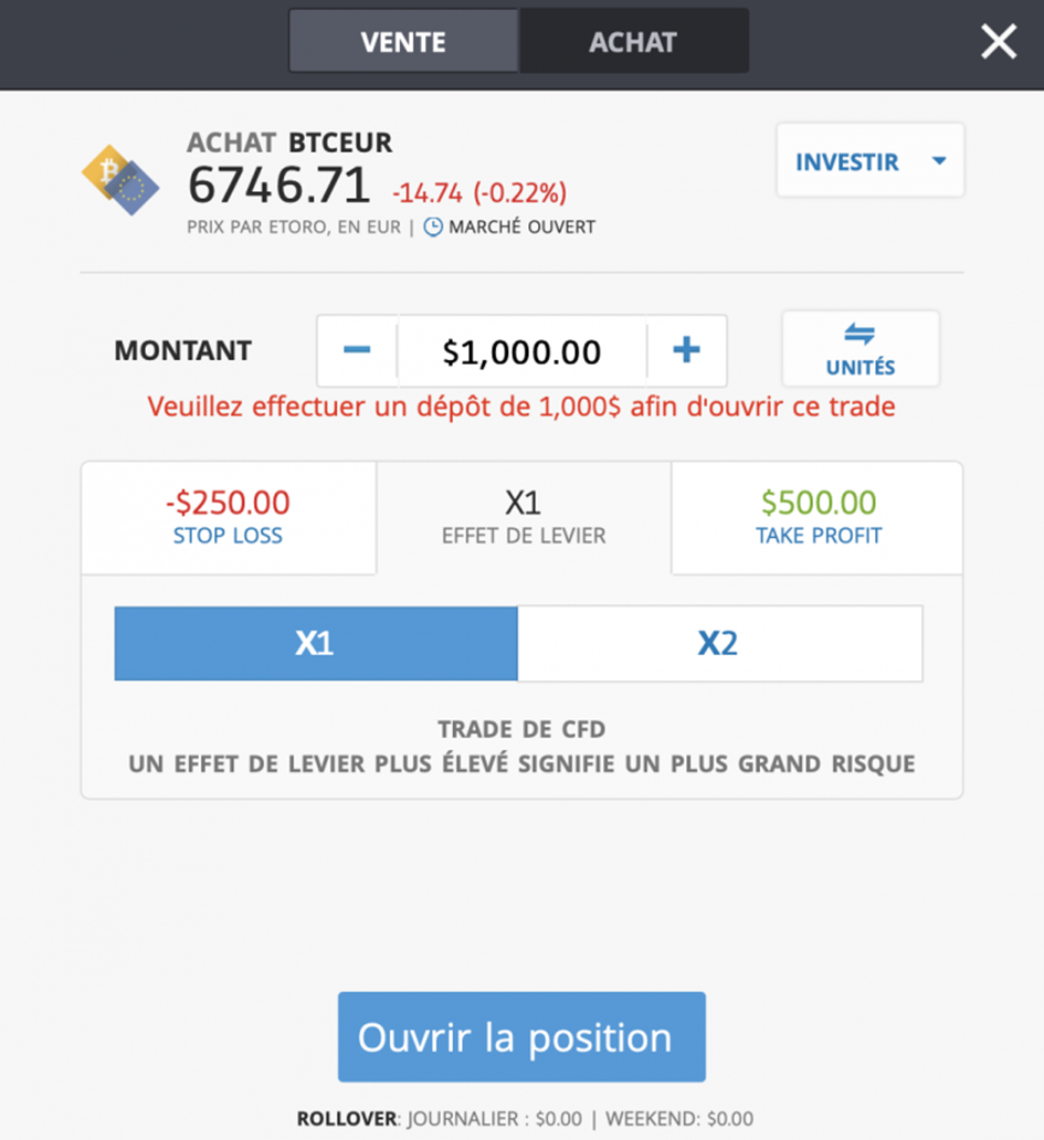 Trader sur eToro - plateforme de trading
