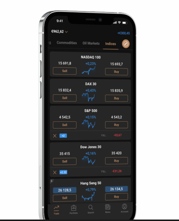 Capital.com trading avis - application mobile