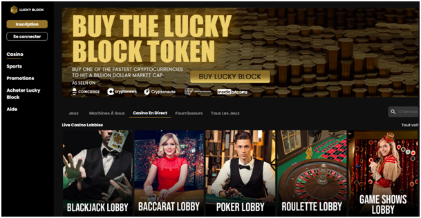 Meilleur Live casino Belgique : Lucky Block