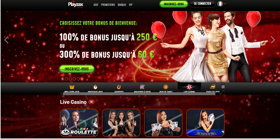 Meilleurs live casinos Belgique : Playzax