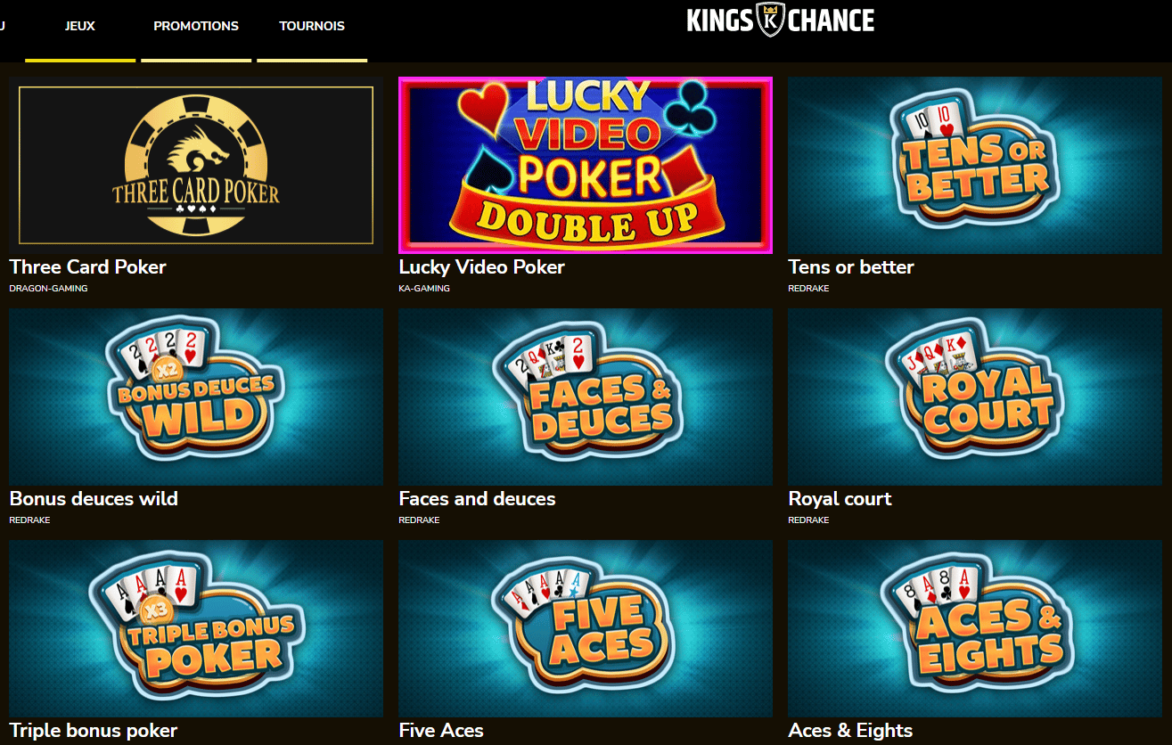 Meilleurs sites de poker en ligne : Kings Chance