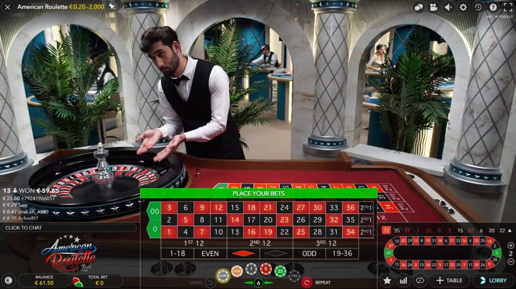 roulette américaine en direct live casino