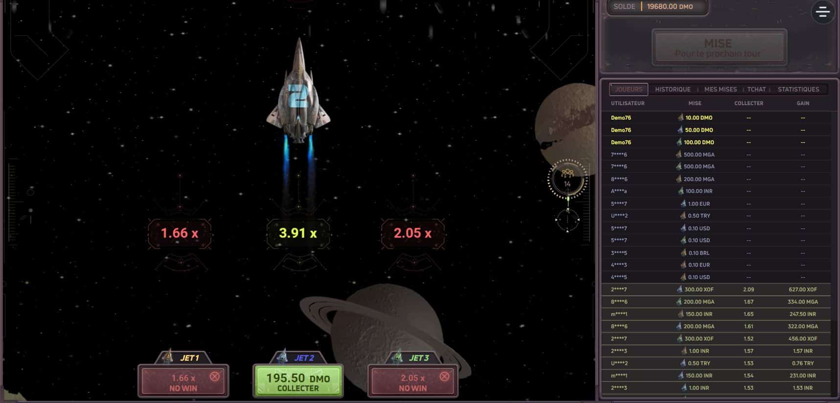 JetX3 (SmartSoft) jeu de la fusée qui décolle sur Viggoslots casino